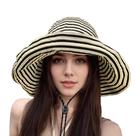 Chapéus de sol para mulheres de aba larga, embaláveis, de verão, praia, bonés, proteção UV, viagens ao ar livre, preto, bege, listras