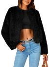 Chaqueta corta de piel sintética PRETTYGARDEN 2025 negra talla S