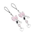 Charm De Telefone Kawaii Goth Y2K, Pingente De Laço, Coração E Estrela, Acessório Fofo Para Bolsa