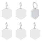 Charm PH PandaHall, prata esterlina 925, hexágono, 7 x 6 mm, 6 unidades