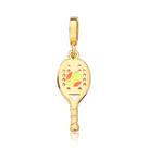 Charm Raquete Beach Tennis Esmaltada Revestida em Ouro Charm Raquete Beach Tennis Esmaltada Revestida em Ouro