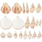 Charm SUNNYCLUE, 20 peças de conchas naturais de cauri com acabamento dourado