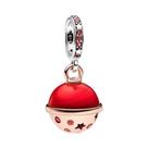 Charme de Morango e Maçã Vermelhos - Pingente de Prata 925 para Pulseira de Casal