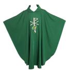 Chasuble BLESSUME, mistura de algodão verde, tecido de trigo bordado