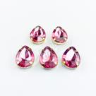Chaton Acrilico Gota Rosa Chiclete Engrampado Dourado 13x18mm - 5 unidades Chaton Acrilico Gota Rosa Chiclete Engrampado Dourado 13x18mm - 5 unidades