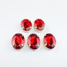 Chaton Acrilico Oval Vermelho Engrampado Dourado 13x18mm - 5 unidades