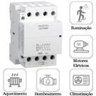 Chave Contator Magnético Modular 40a 4na 4 Polos 220v Din35 LECT4004 Exatron