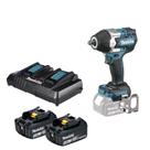 Chave de Impacto ½ Makita 18V 700Nm, 2 Bat. 3Ah e Carregador Duplo Profissional DTW700Z