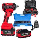 Chave de Impacto 1/2POL 650NM 2 Baterias 21V e Carregador SIGMA com Kit Soquetes 15 Peças EVALD
