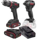 Chave de Impacto 1/4 POL com Parafusadeira Furadeira 1/2 POL e 2 Baterias 20V Carregador 2A KRESS