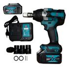 Chave De Impacto A Bateria 1500nm Adaptador 3 4 Azul aço 127 e 220v 60 2 Baterias e Maleta, luz de led, variação de velocidade