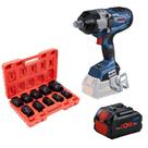 Chave De Impacto Bosch 18V ¾ HC BITURBO 1600Nm, Bateria 8.0Ah e Soquetes Profissional GDS18V1600