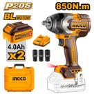 Chave de impacto ingco 850 n.m. c/ 2 bat 4.0 a.h e carregador
