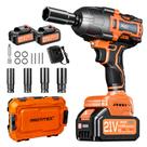 Chave de impacto sem fio Protmex 900 pés-lbs (1200 N.m) 1/2 com 2x4,0Ah