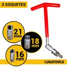 Chave de Vela Articulada com Soquete 16, 18 e 21mm Automotiva Veicular Lugatools Chave de Vela Articulada com Soquete 16, 18 e 21mm Automotiva Veicular Lugatools