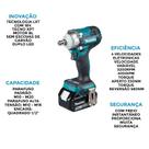 Chave Impacto 18V Makita Dtw300rtj 2Bat 5A carreg + soquetes