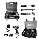 Chave Impacto 2 Baterias 21V 700Nm e Kit De Soquetes 1/2 Pol Chave Catraca e Cabo de Força 32 Peças Chave Impacto 2 Baterias 21V 700Nm e Kit De Soquetes 1/2 Pol Chave Catraca e Cabo de Força 32 Peças