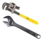 Chave Inglesa 8 Ajustável + Chave Grifo Para Tubo E Cano 12 Chave Inglesa 8 Ajustável + Chave Grifo Para Tubo E Cano 12