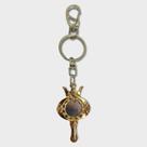 Chaveiro Abebê Oxum Coroa Espelho Dourado 15 Cm Metal