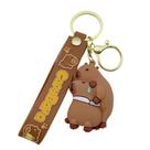 Chaveiro Animal de desenho animado de PVC marrom para casal de capivara Chaveiro Animal de desenho animado de PVC marrom para casal de capivara