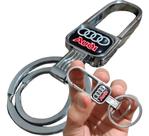 Chaveiro Audi Metal Chave Carro Veículo Bolsa Mochila Argola Dupla Mosquetão