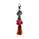 Chaveiro Boho com Contas de Madeira e Amuletos Florais