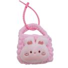 Chaveiro, bolsa de moedas de malha de pelúcia, coelhinho, lã rosa, silicone