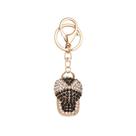Chaveiro: boné de beisebol esportivo fofo preto com strass de cristal