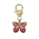 Chaveiro borboleta rosa com fecho de lagosta em forma de coração
