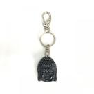 Chaveiro Buda Rosto Cinza Em Metal Niquelado e Resina 12 Cm