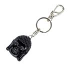 Chaveiro Buda Rosto Preto 12 cm Resina e Metal