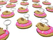 Chaveiro Capivara Donuts Rosa 10un Emborrachado Mimo Alunos