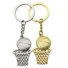 Chaveiro, cesta e bola de basquete, liga de zinco dourado/prateado