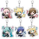 Chaveiro Charm Vocaloid Hatsune Miku Rin Len Chibi Acrílico