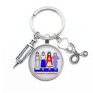 Chaveiro, chaveiro, tema de enfermeira com seringa de estetoscópio Chaveiro, chaveiro, tema de enfermeira com seringa de estetoscópio