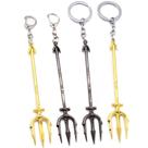 Chaveiro com pingente de lança de peixe dourado Aquaman Trident