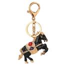 Chaveiro Creative Black Horse Enamel Strass Alloy Chaveiro Creative Black Horse Enamel Strass Alloy