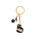 Chaveiro Creative Cartoon Preto e Branco Piano Cat Music Note