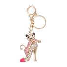 Chaveiro Cute Cat High Heel para mulheres com strass de cristal rosa Chaveiro Cute Cat High Heel para mulheres com strass de cristal rosa