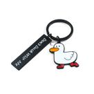 Chaveiro Cute Duck White com botas vermelhas em liga de zinco e PVC