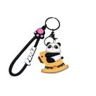 Chaveiro Cute Panda Riding Horse, anel de PVC para animais Chaveiro Cute Panda Riding Horse, anel de PVC para animais