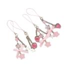 Chaveiro De Acrílico Rosa Com Estrela E Morango, Chaveiro De Desenho Animado Com Laço De Flor Fofo,