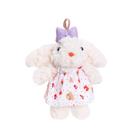 Chaveiro de coelhinho de pelúcia com vestido, coelho de orelhas compridas, roxo