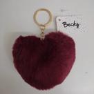 Chaveiro de Coração Fofo Macio Pingente Pompom Bolsa 8cm