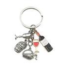 Chaveiro de Metal Esmaltado para Amantes de Vinho Tinto