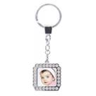 Chaveiro de metal para foto 2x2 com strass + foto - square