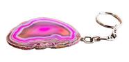 Chaveiro De Pedra Natural Energética Ágata Rosa Chapa