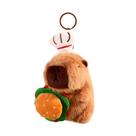 Chaveiro de pelúcia Chef Capybara com hambúrguer para bolsa de chaves de carro