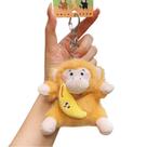 Chaveiro de pelúcia, macaco fofo com banana, desenho animado, animal de 10 cm