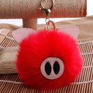 Chaveiro de Pelúcia Pompom Porquinho Estilizado com Prendedor Mosquetão para Chaves e Bolsa